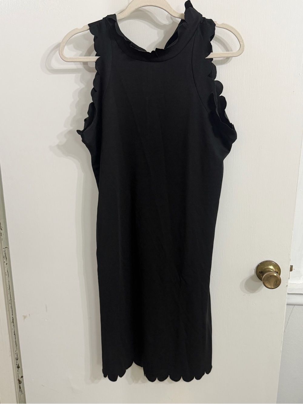 Black Scalloped Sleeve Shift Dress
